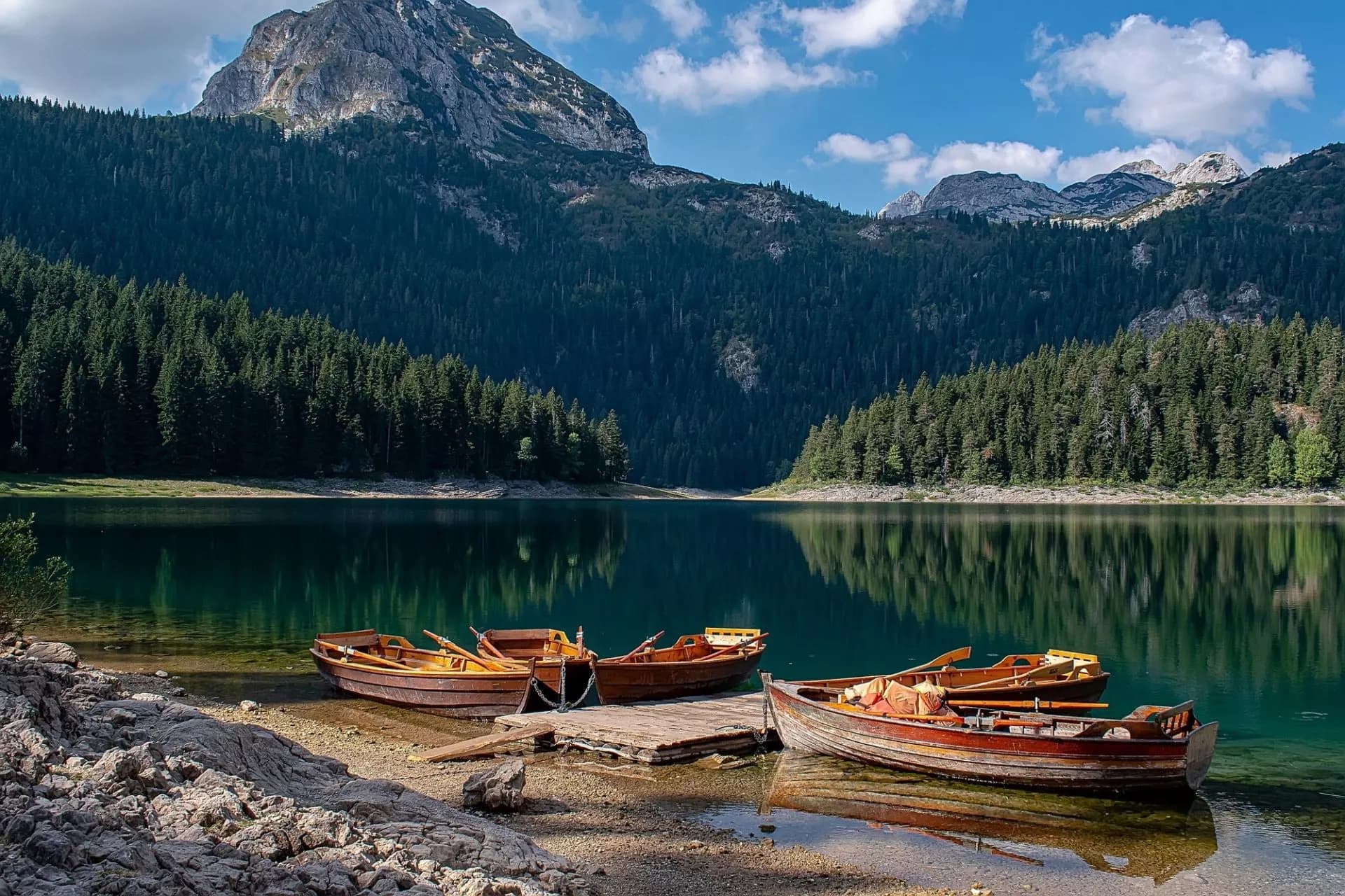 Boats on Black Lake Durmitor NP
