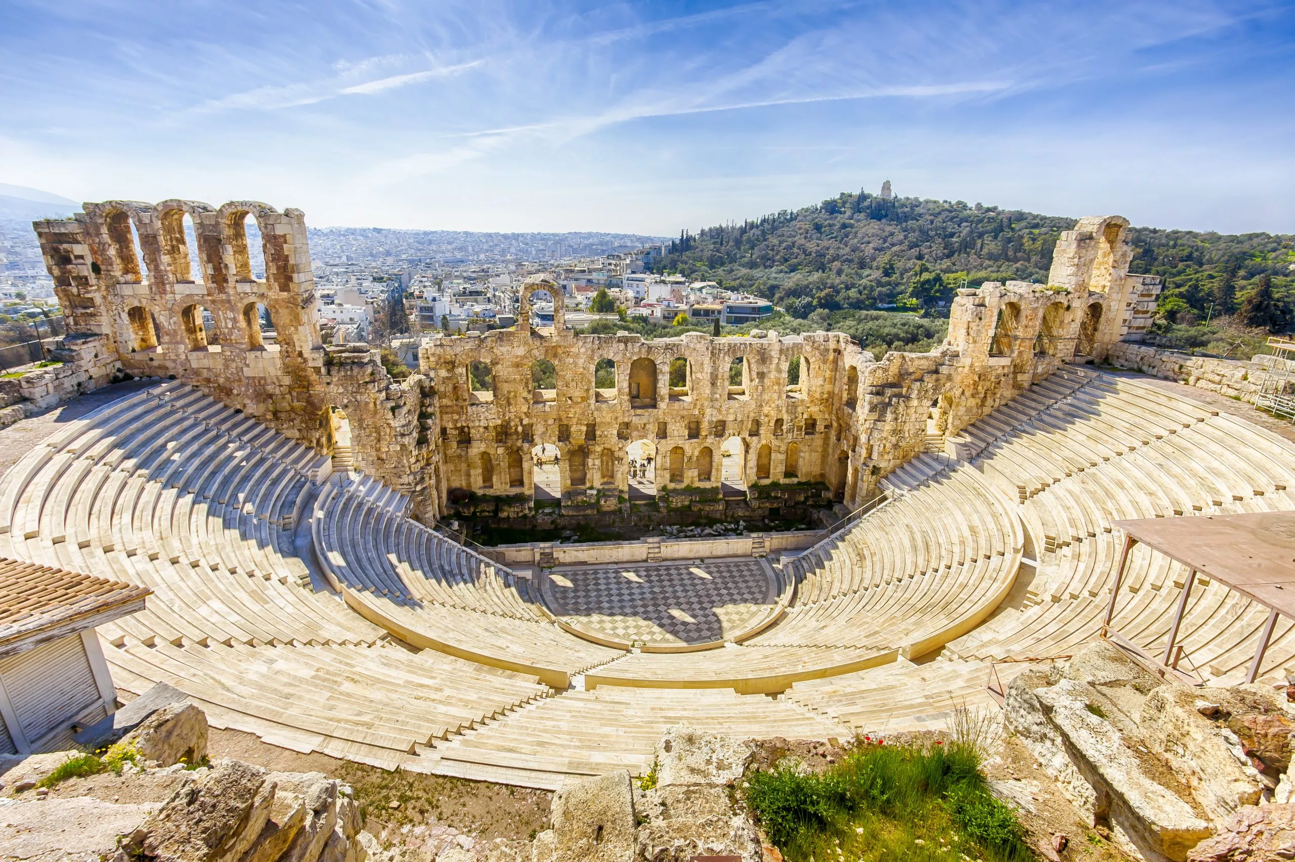 ruins of ancient theater of Herodion Atticus, HDR from 3 photos, Athens, Greece, Europe