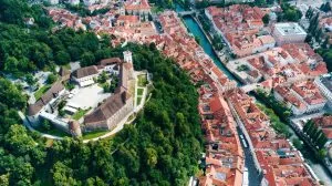 Le château de Ljubljana vu du ciel