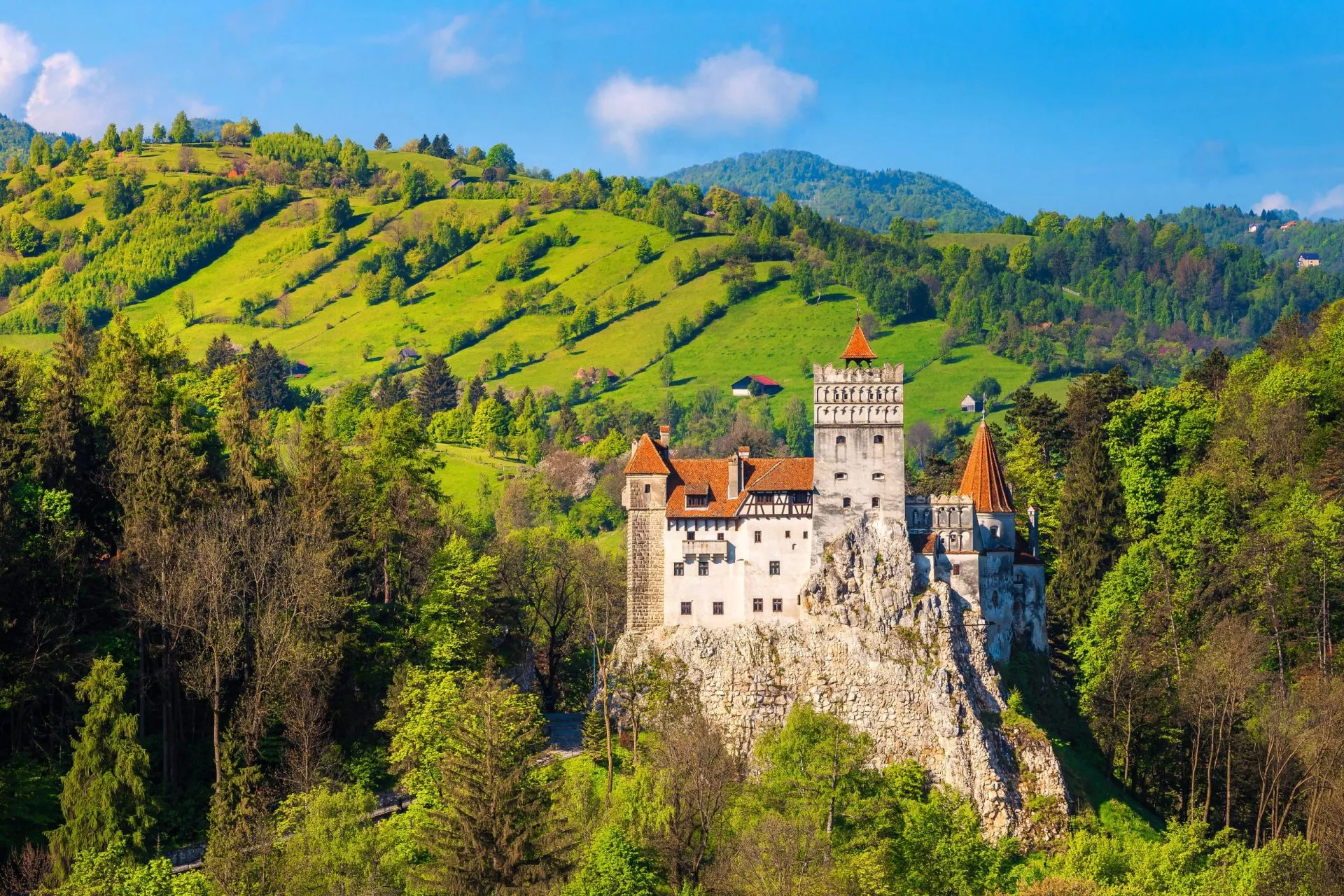 Spectacular Dracula castle near Brasov, Bran, Transylvania, Romania, Europe